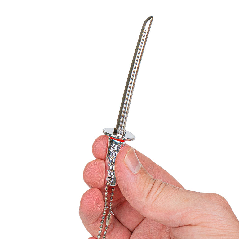 Mini Katana Sleutelhanger - Zilveren Draak