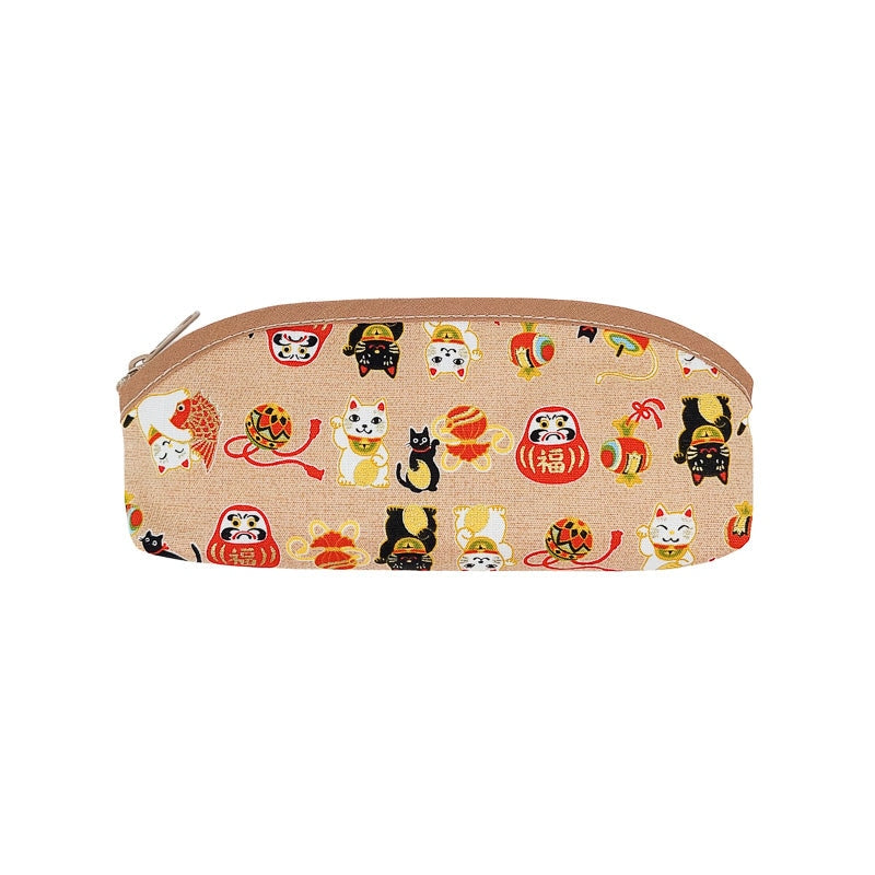 Pennen Etui met Japans Patroon Beige