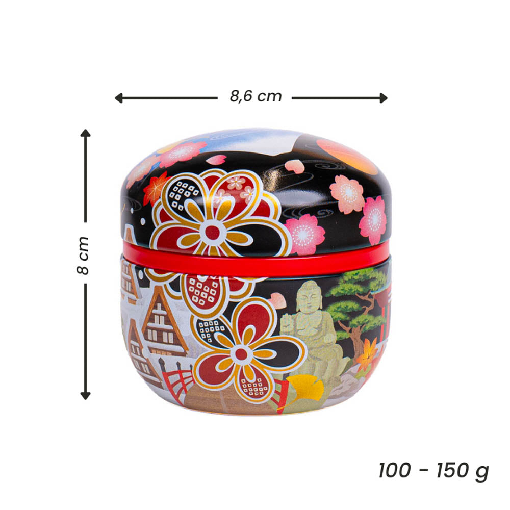 Ronde Japanse Metalen Theebus - Meisho-e