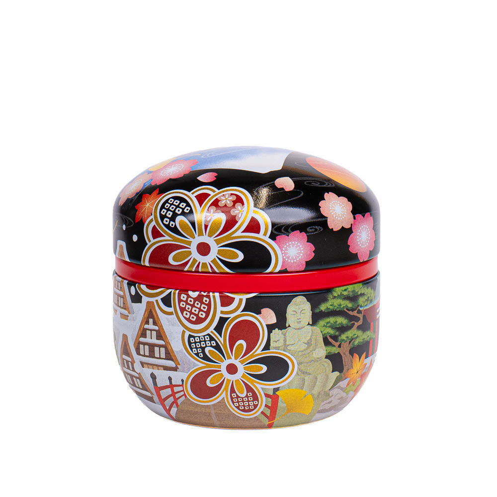 Ronde Japanse Metalen Theebus - Meisho-e