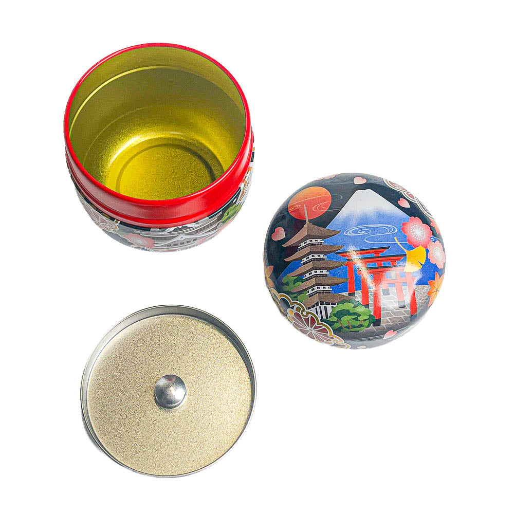Ronde Japanse Metalen Theebus - Meisho-e