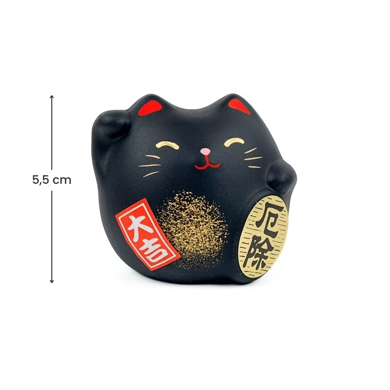 Ronde Maneki Neko - Zwart