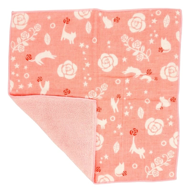 Serviette Japonaise Rose & Chat
