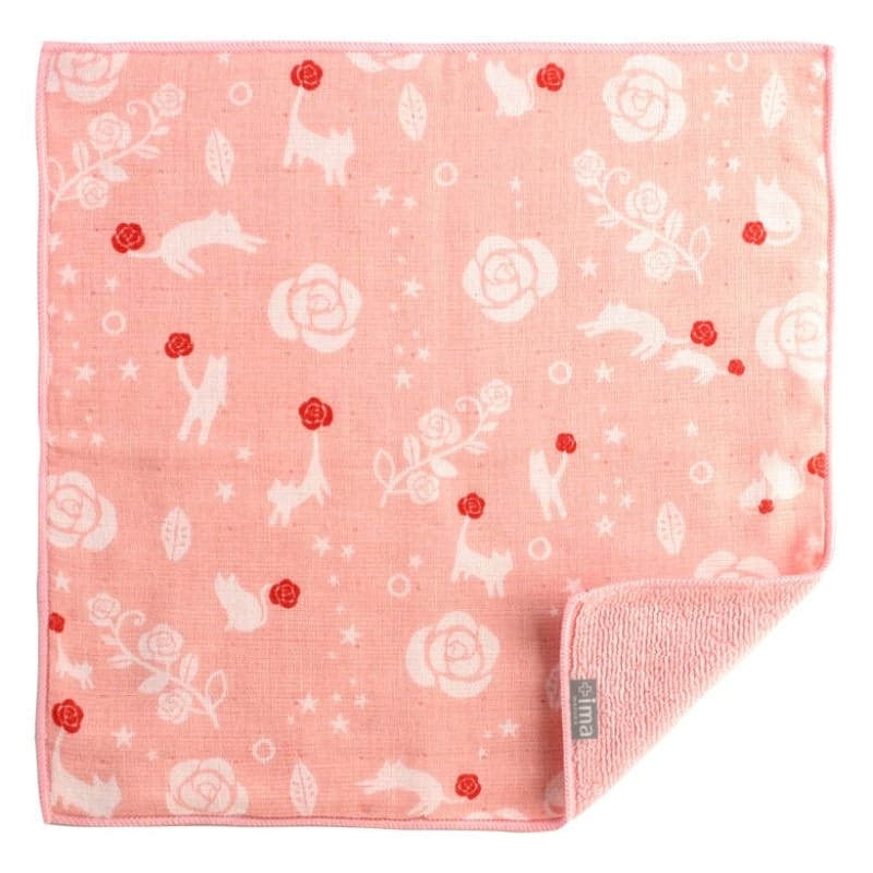 Serviette Japonaise Rose & Chat