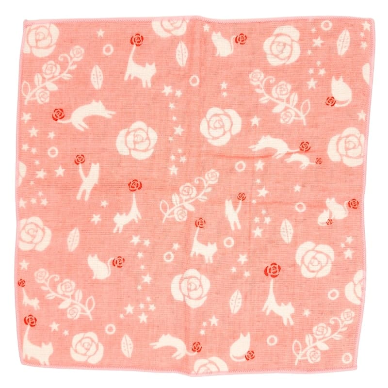 Serviette Japonaise Rose & Chat