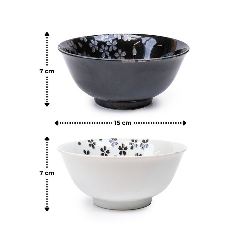 Set 2 Japanse Kommen - Zwart-Wit