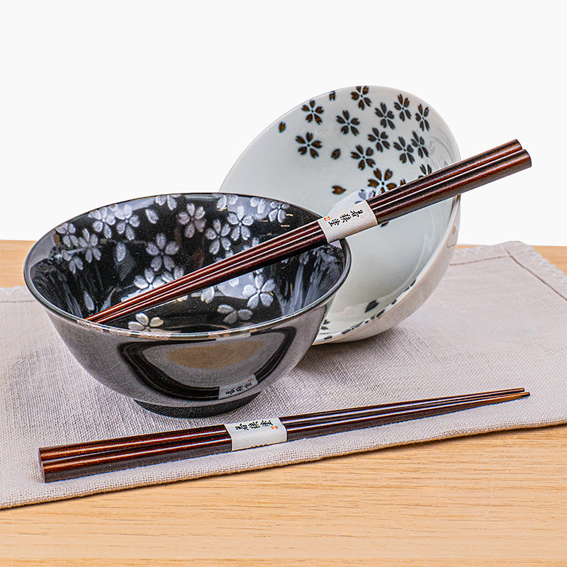 Set 2 Japanse Kommen - Zwart-Wit