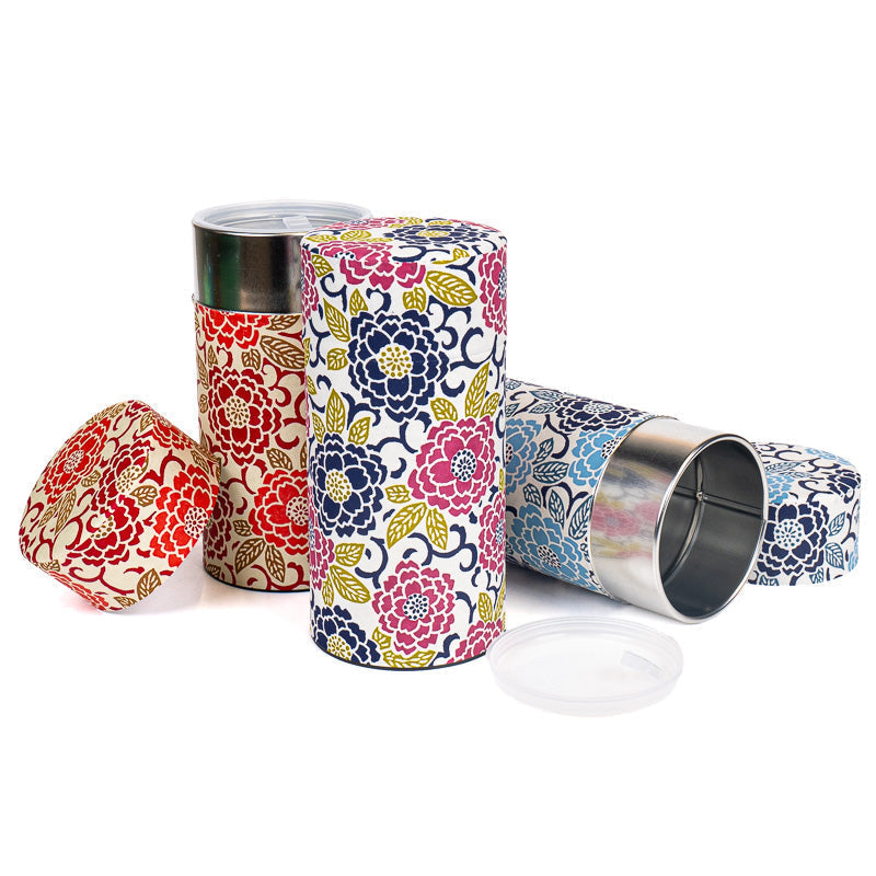 Set van Drie Theeblikken met Washi Papier - Bloemen