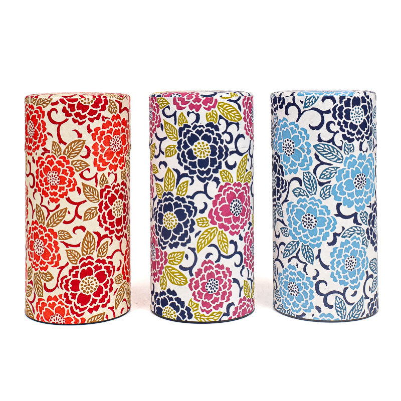 Set van Drie Theeblikken met Washi Papier - Bloemen