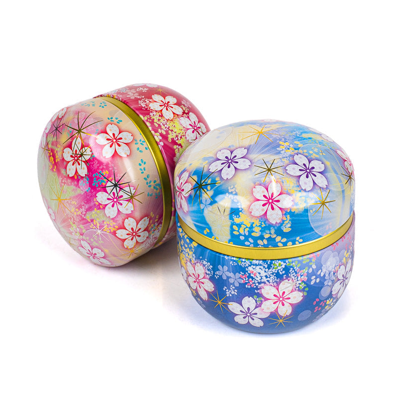 Set van Twee Metalen Theeblikken - Bloemen