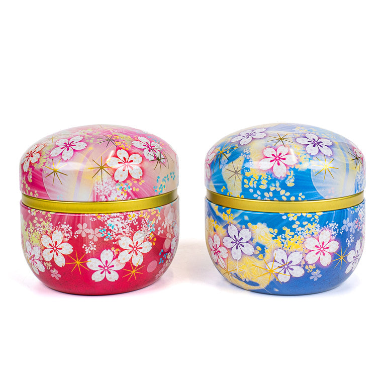 Set van Twee Metalen Theeblikken - Bloemen