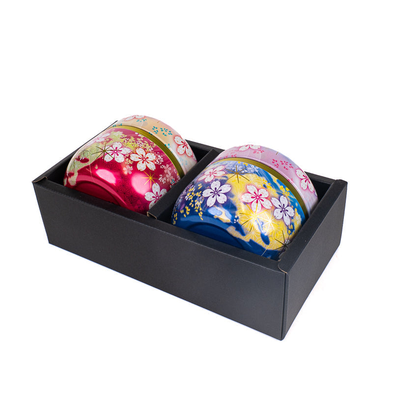 Set van Twee Metalen Theeblikken - Bloemen