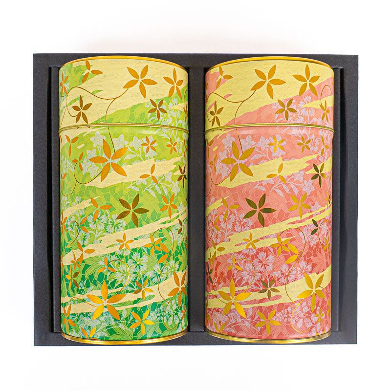 Set van Twee Metalen Theeblikken - Bloemenprint