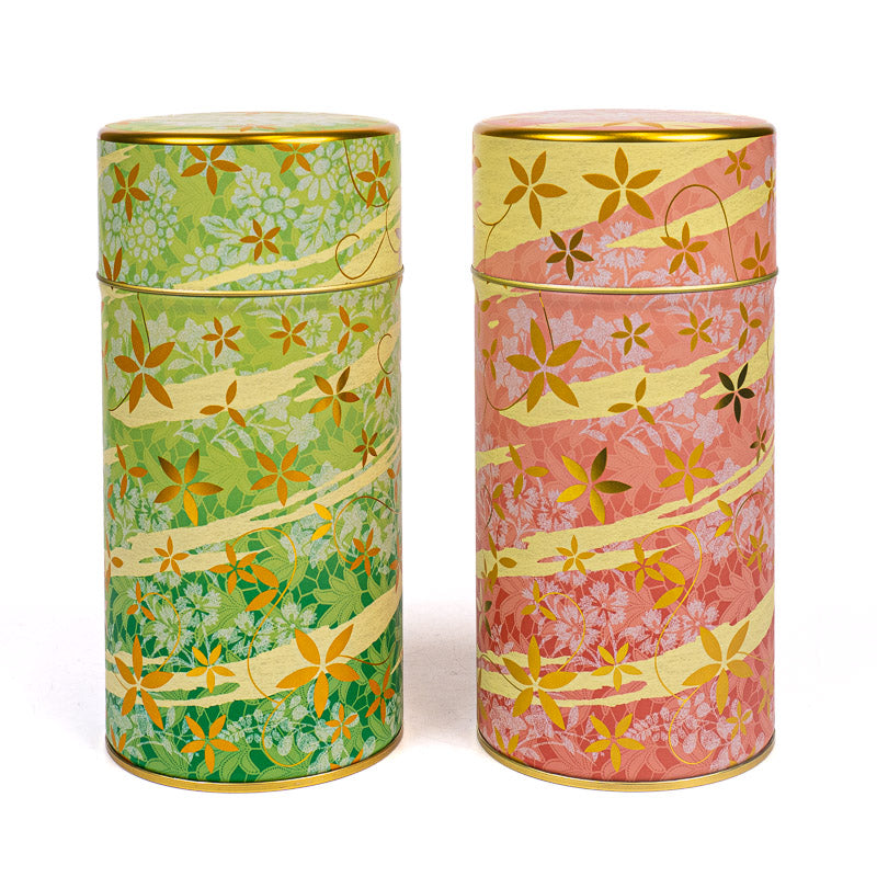 Set van Twee Metalen Theeblikken - Bloemenprint