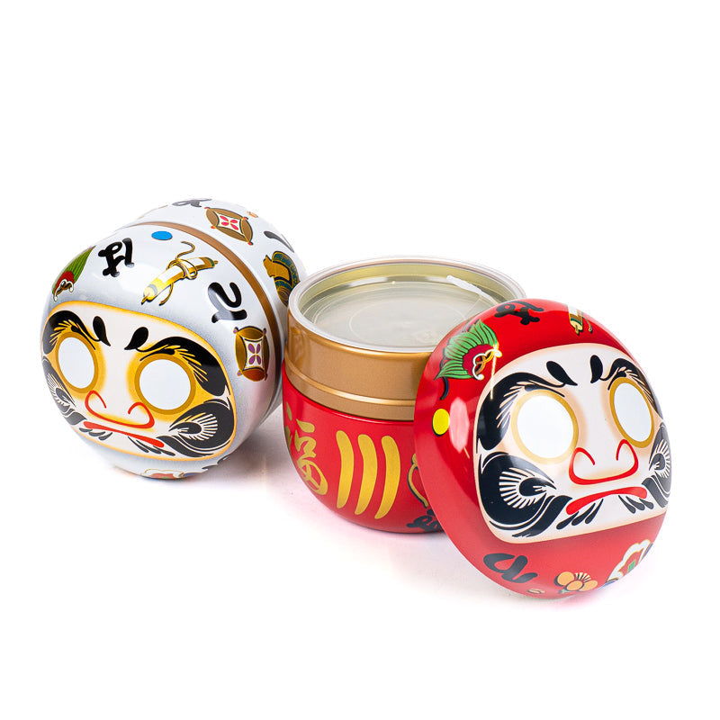 Set van Twee Metalen Theeblikken - Daruma