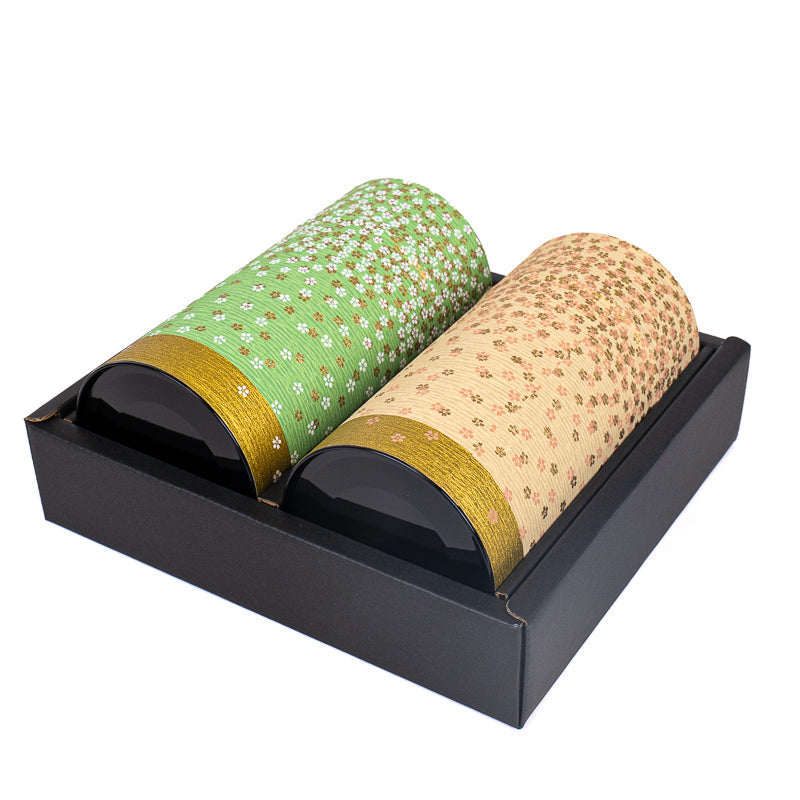 Set van Twee Theeblikken met Washi Papier - Hanazono