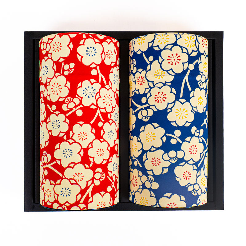 Set van Twee Theeblikken met Washi Papier - Ume