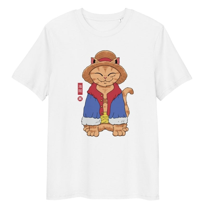 Japanse Neko strohoed T-shirt - S / Wit