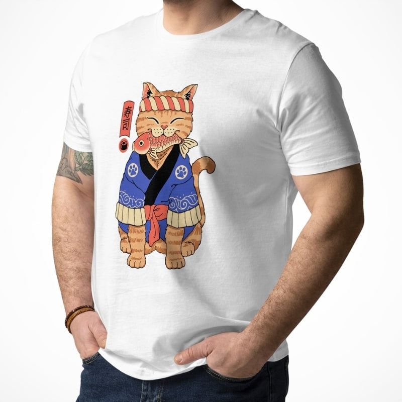 Japans T-shirt Neko Sushi Meester