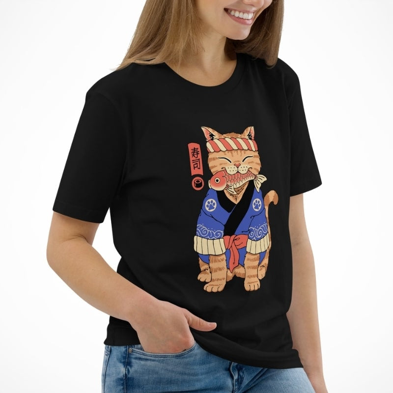 Japans T-shirt Neko Sushi Meester