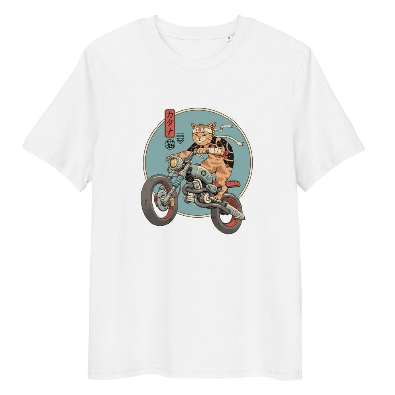 Japans T-shirt Neko Rider - S / Wit