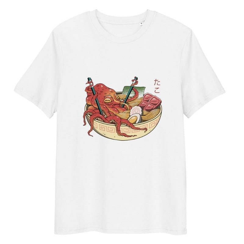 Octopus Ramen Japans T-shirt - S / Wit