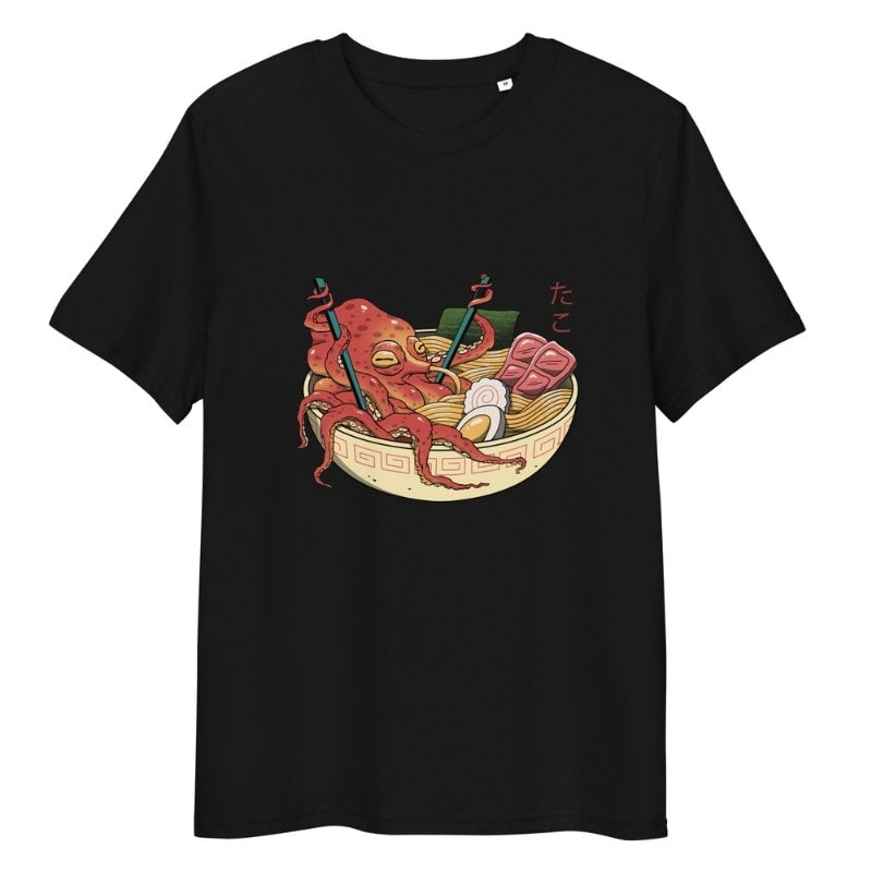 Octopus Ramen Japans T-shirt - S / Zwart