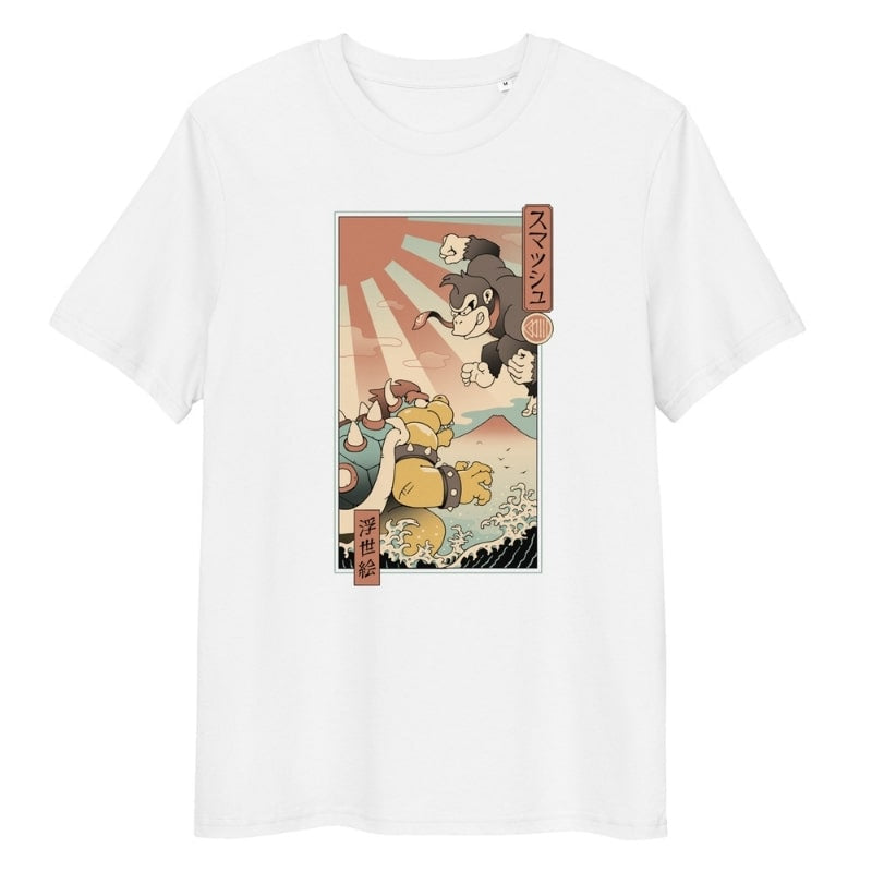 Japans Ukiyo-e Kaiju Smash T-shirt - S / Wit