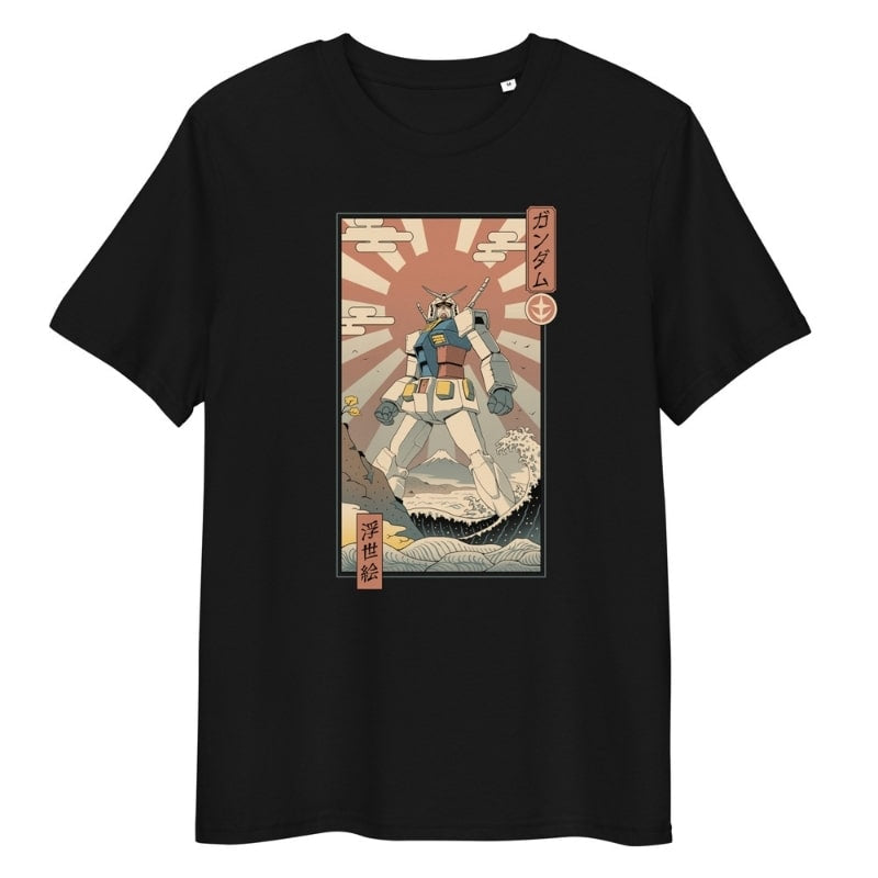 Japans Ukiyo-e Mecha &amp; Fuji T-shirt - S / Zwart