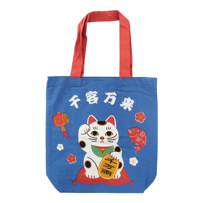 Tote Bag - Blauw Maneki Neko Zegen