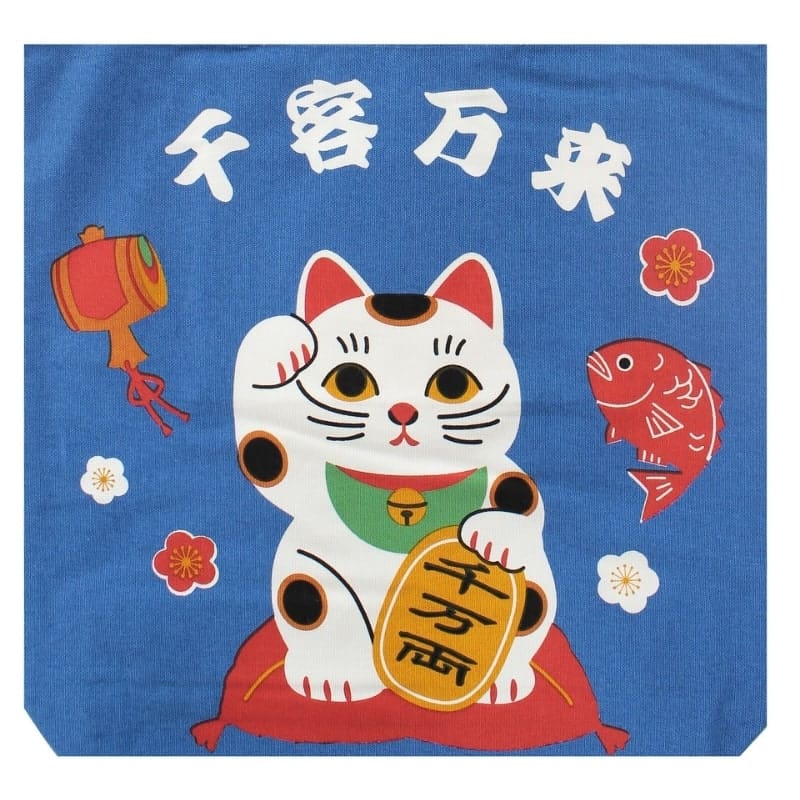 Tote Bag - Blauw Maneki Neko Zegen
