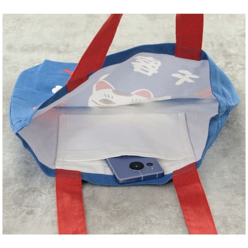 Tote Bag - Blauw Maneki Neko Zegen