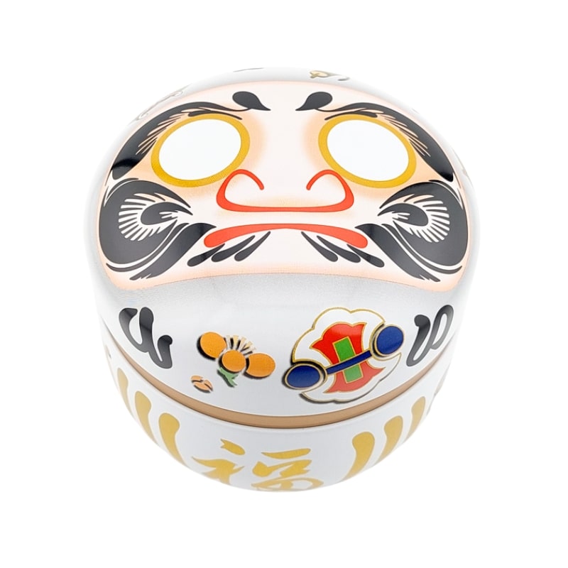 Witte Metalen Theeblik - Daruma