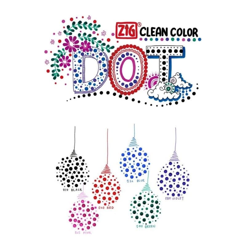 ZIG Clean Color Dot Markers - Set van 6 - Dubbele Punt