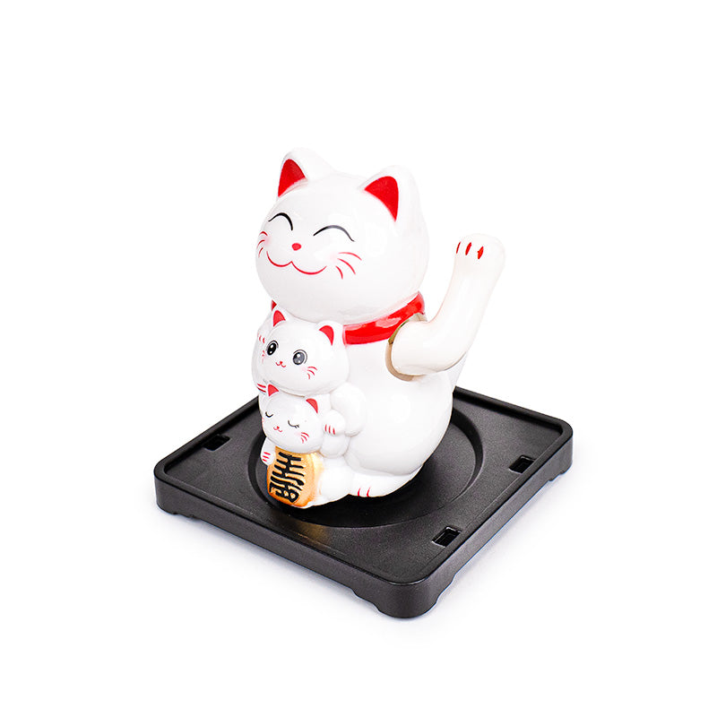 Zonne-energie Bewegende Maneki Neko Kat - Familie