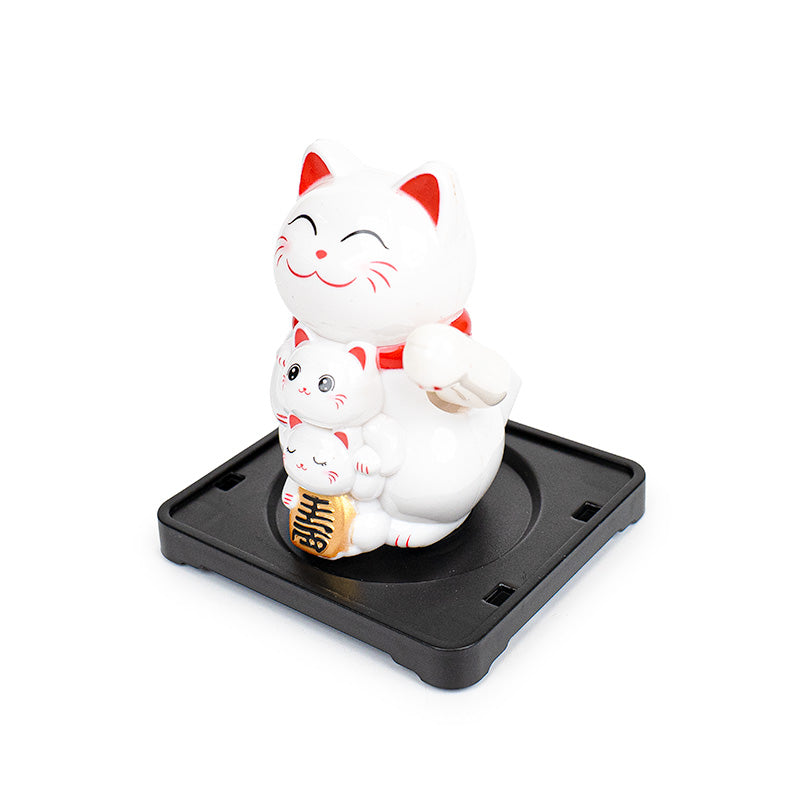 Zonne-energie Bewegende Maneki Neko Kat - Familie