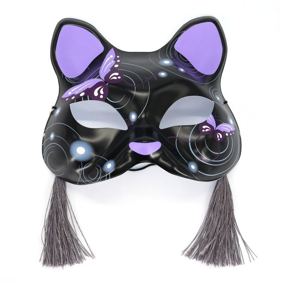 Zwart en Paars Japans Katten Masker