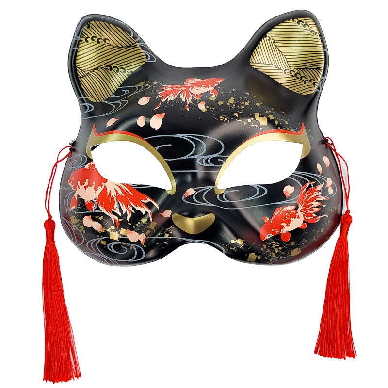 Zwart en Rood Japans Katten Masker