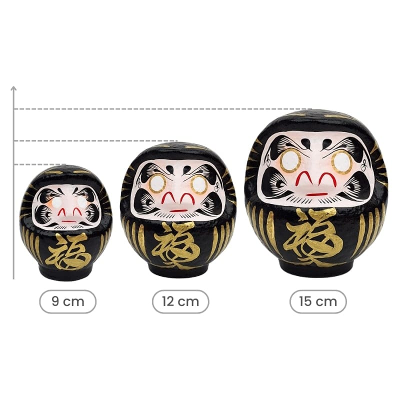 Zwarte Japanse Daruma – 9 tot 15 cm